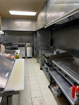 kitchen shot including food prep areas
